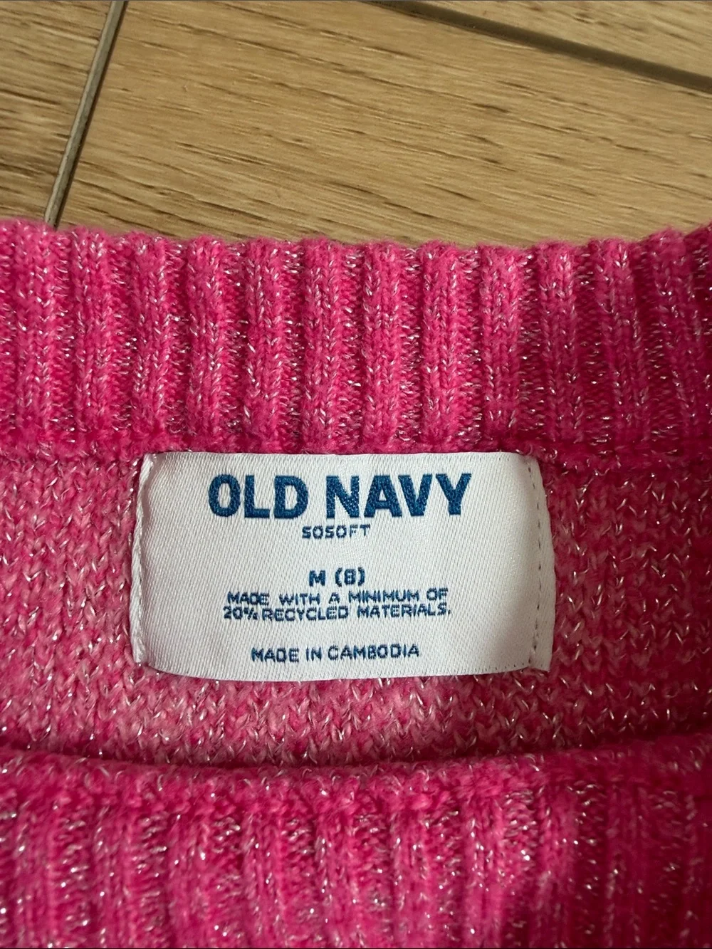 Old Navy Hot Pink and Light Pink Heart Crewneck Sweater